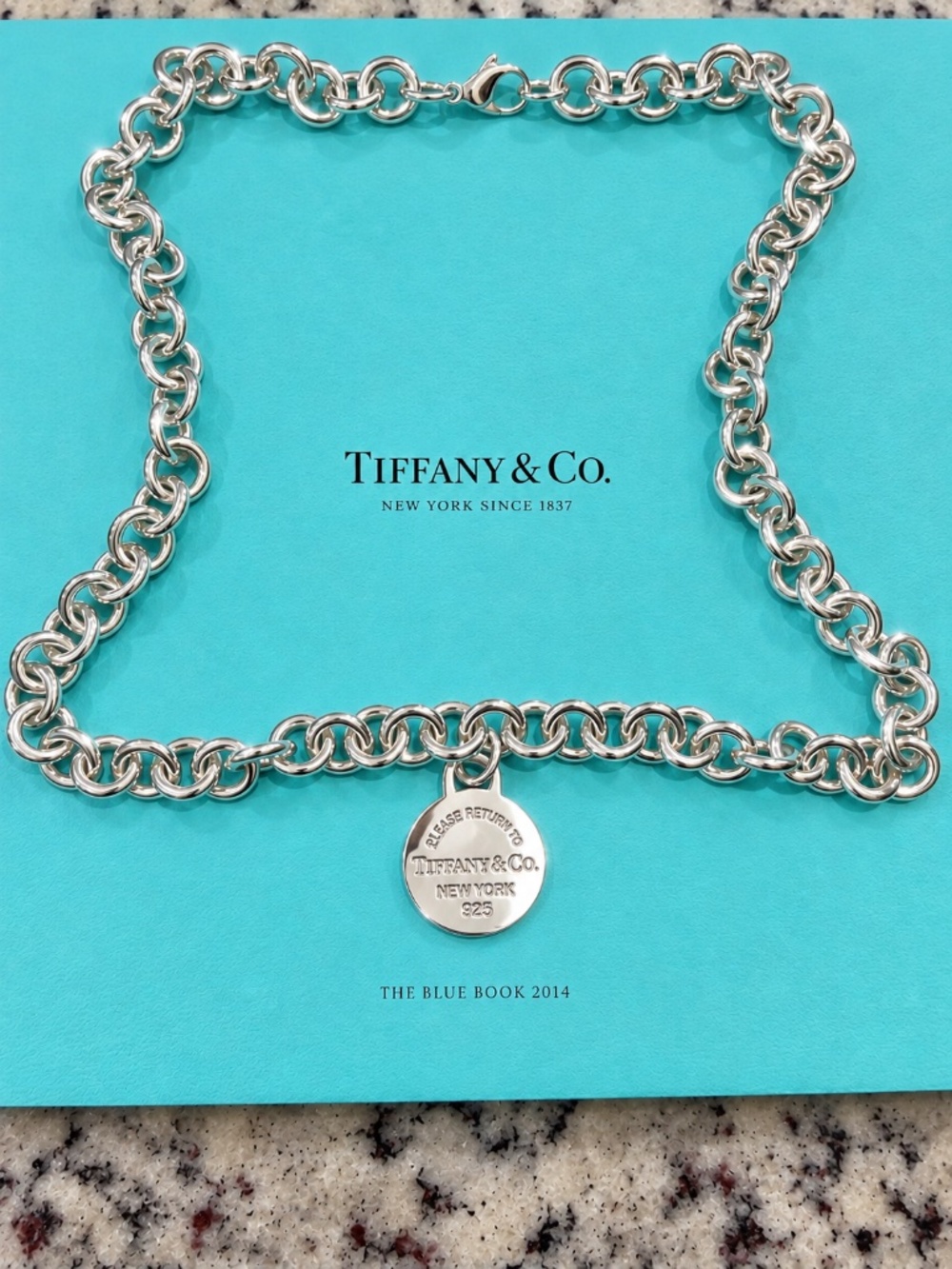 EXTRA LONG 20" Tiffany & Co. Round Tag Necklace in Silver